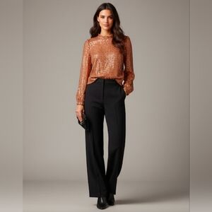 Nwt J. Crew Mockneck Sequin Top with Camisole size Large,  Size XS Copper Brown